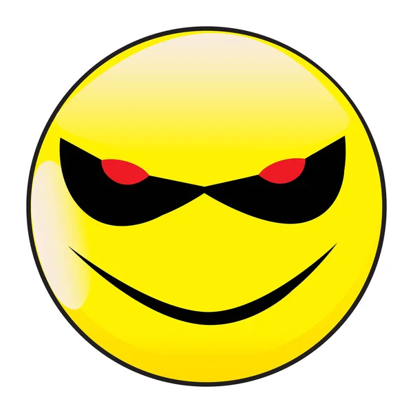 Mal sonrisa cara botón emoticono — Vector de stock