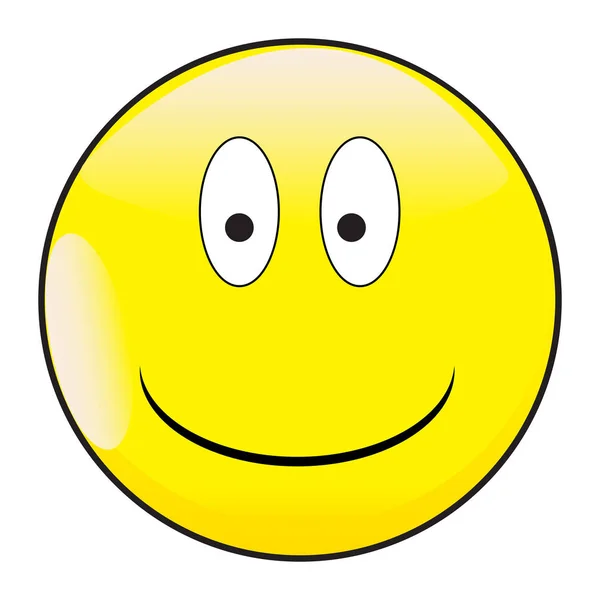 Ojos grandes sonrisa cara botón emoticono — Vector de stock