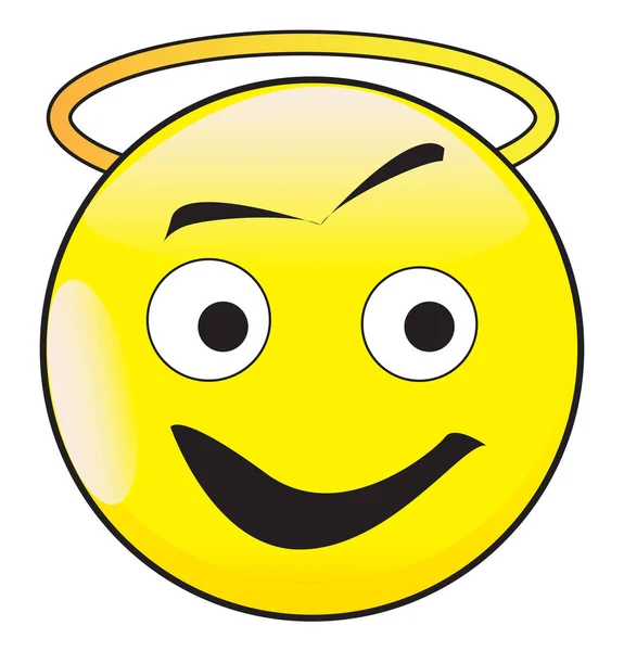 Ángel sonrisa cara botón emoticono — Vector de stock