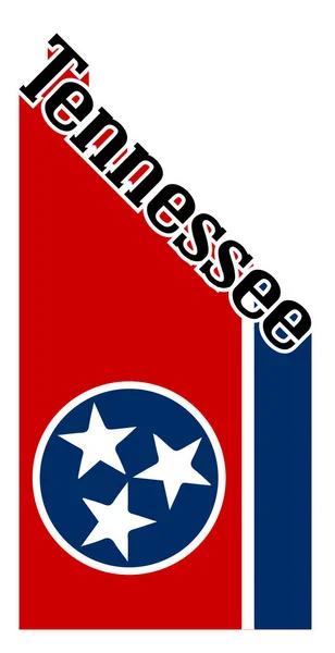 Tennessee state abgewinkelter Schattentext mit Flaggensymbol — Stockvektor