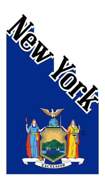 Estado de Nova Iorque texto sombreado na bandeira —  Vetores de Stock
