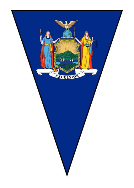 New York State Flag als Bunting Triangle — Stockvector