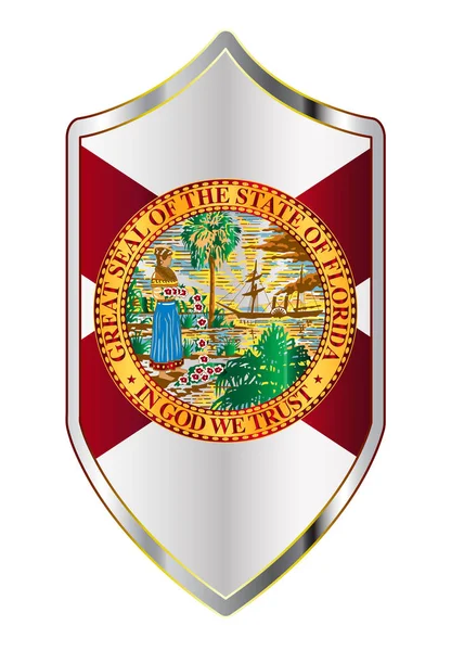 Florida State Flag på en korsriddare Style Shield — Stock vektor