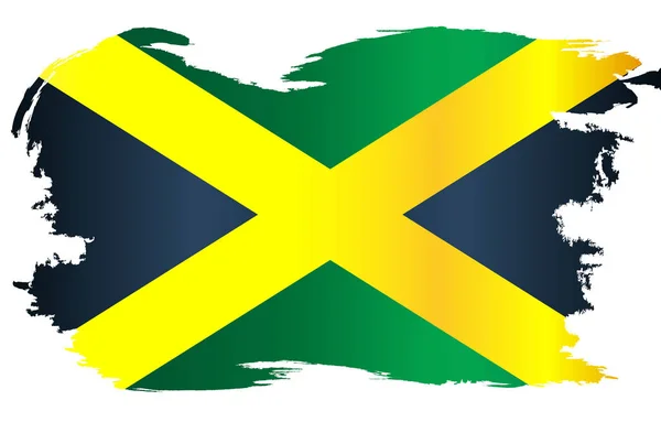 Jamaica flagga i guld grön och svart med grunge gräns — Stock vektor