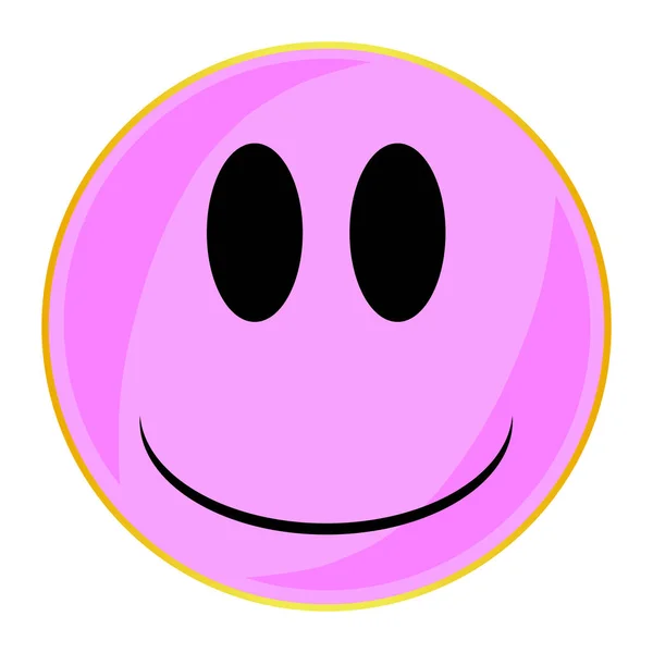 Pink Smile Face Button Isolated — Stock Vector