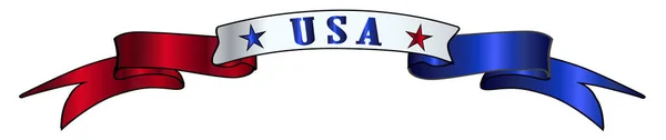 Banner de cinta roja blanca y azul de EE. UU. — Vector de stock