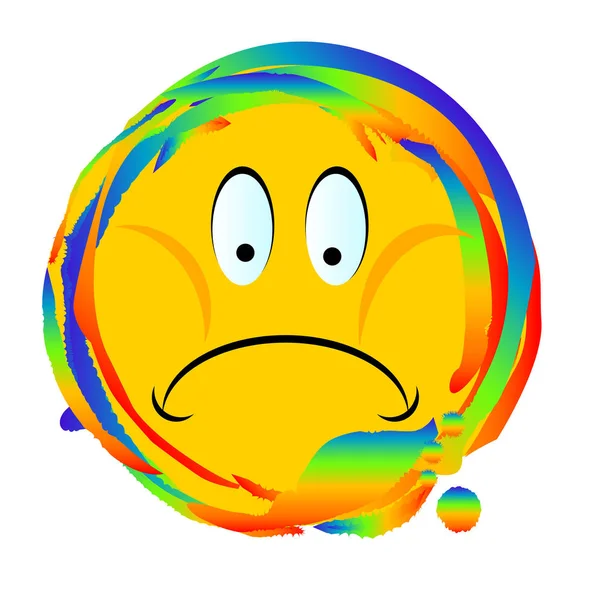 Rainbow Emoji Rings Sad Smile Face — Stockový vektor