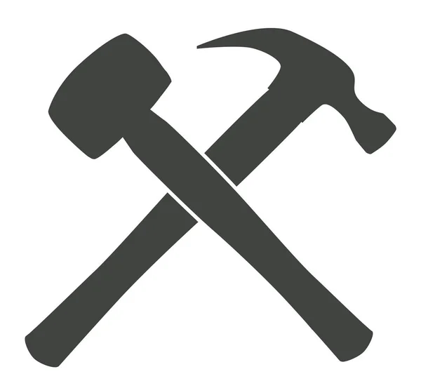 Crossed SIlhouette Hammers — Stock Vector