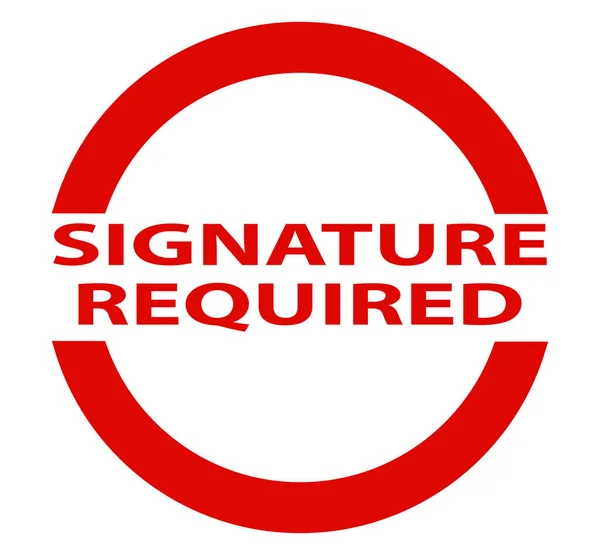Handtekening vereist ronde rode inkt rubberen stempel — Stockvector
