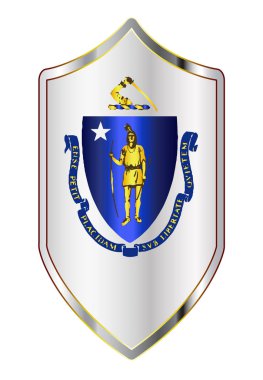 Haçlı Stili Kalkanında Massachusetts Eyalet Bayrağı