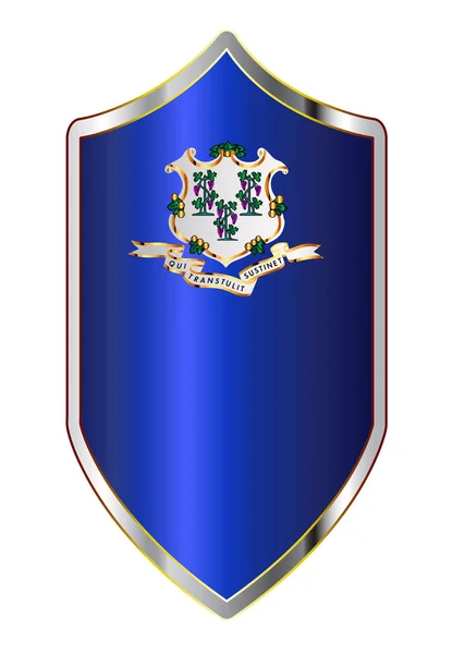 Bandeira do estado de Connecticut em um escudo de estilo cruzado —  Vetores de Stock