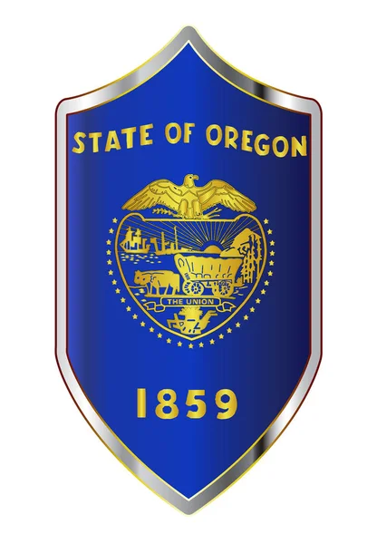 Флаг штата Орегон на щите в стиле крестоносцев — стоковый вектор