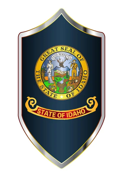 Idaho State Flag On A Crusader Style Shield — 스톡 벡터