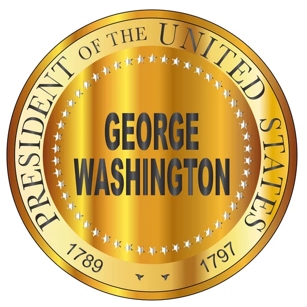 George Washington Altın Metal Damgası — Stok Vektör