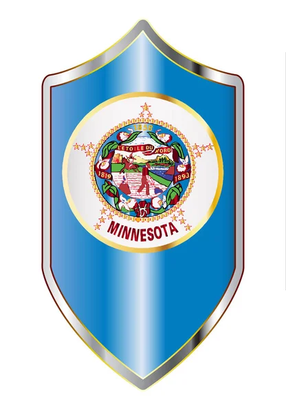 Bandeira do estado de Minnesota em um escudo de estilo cruzado —  Vetores de Stock