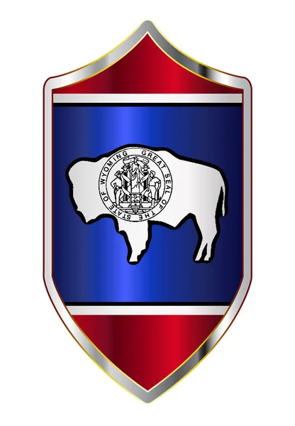 Wyoming State Flag On A Crusader Style Shield — ストックベクタ