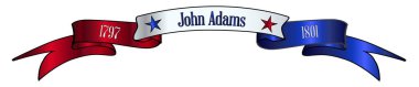 Usa Red White ve Blue John Adams Ribbon Banner