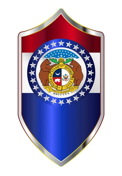 Missouri State Flag On A Crusader Style Shield — Stock vektor