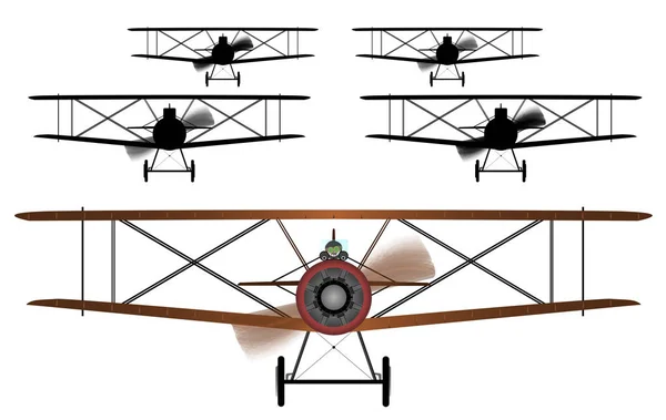 Skuadron Biplane - Stok Vektor