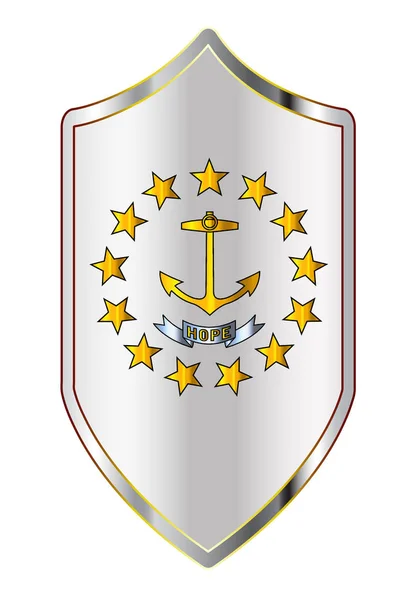 Rhode Island State Flag op een kruisvaarder Style Shield — Stockvector