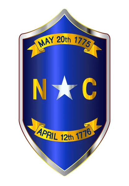 Bandeira do Estado da Carolina do Norte em um escudo de estilo cruzado — Vetor de Stock