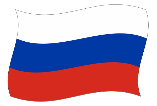 红白蓝相间飘扬着俄罗斯国旗 — 图库矢量图片