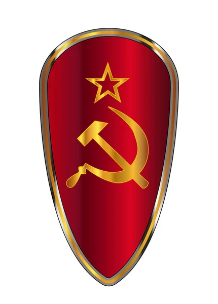 Hammer And Sickle Russia Emblem Set Upon A Typical Shield — Stock Vector