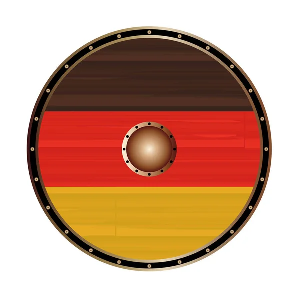 Round Viking Shield With Germany Flag — Stock Vector