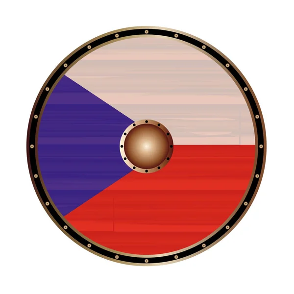 捷克共和国国旗圆形维京风格盾牌 — 图库矢量图片