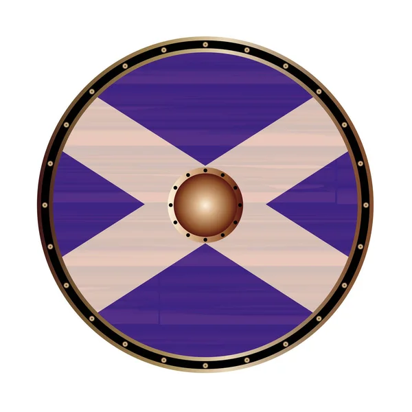 Rundes Schild mit der Flagge Schottlands — Stockvektor