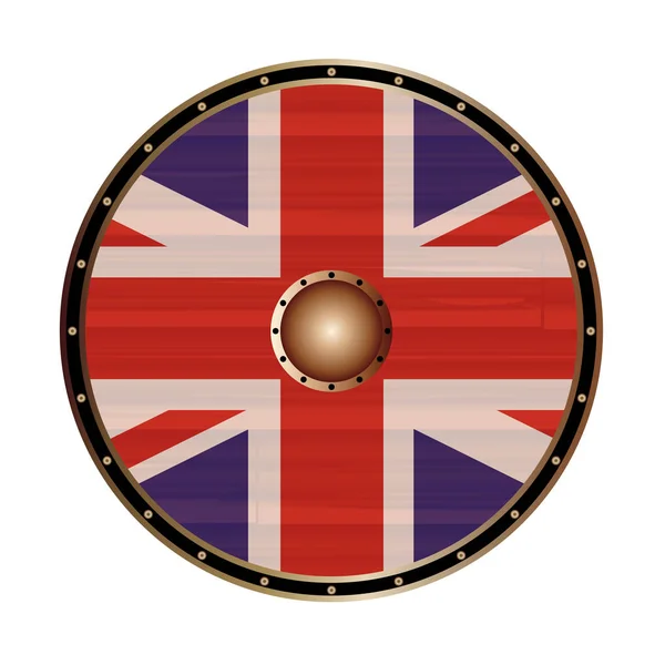 Bouclier rond avec drapeau Union Jack du Royaume-Uni — Image vectorielle