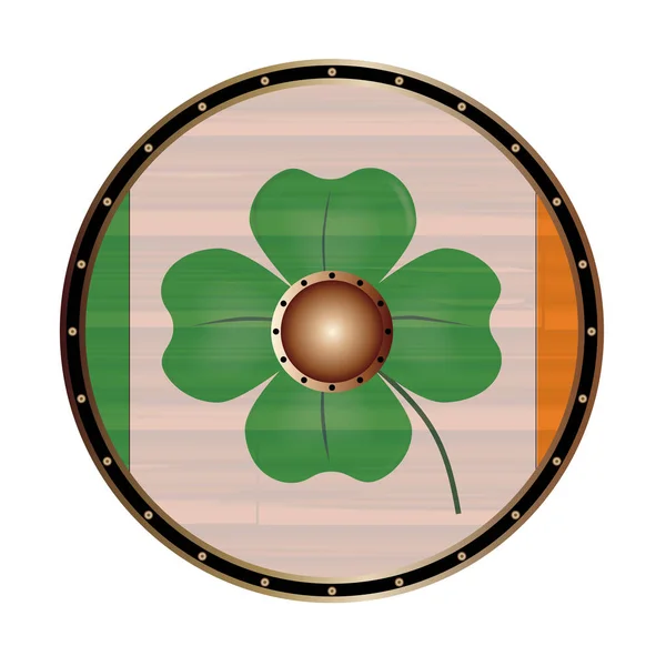 Round Shield With the flag of Ireland — Stock Vector