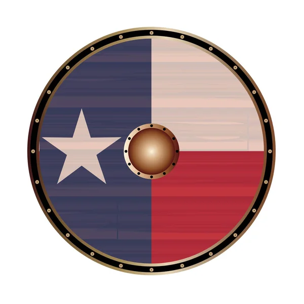 Texanische Flagge als Wikinger-Schild — Stockvektor