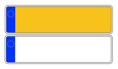EU Front And Back Blank Number Plates On White