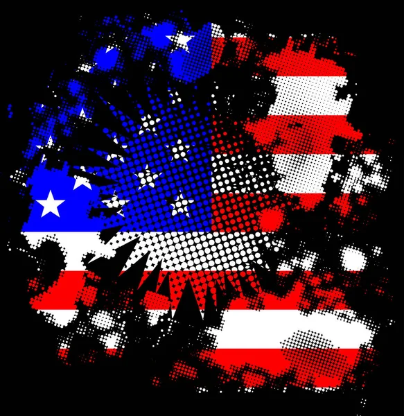Halftone Grunge USA flag Background — 스톡 벡터