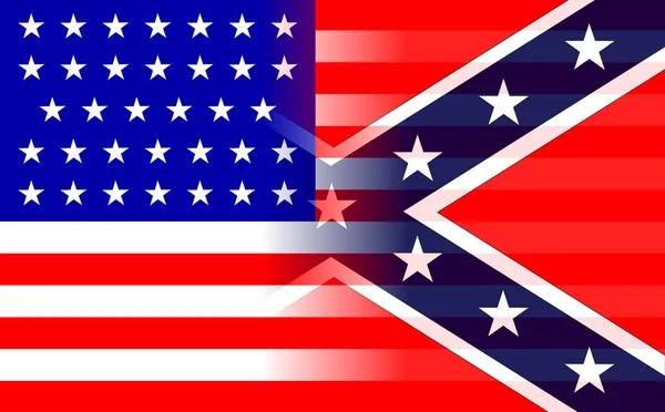 Amerikai Cilvil háborús zászlók összekeverve — Stock Vector