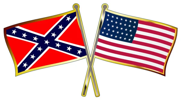 南北戦争の旗ピンを横断 — ストックベクタ