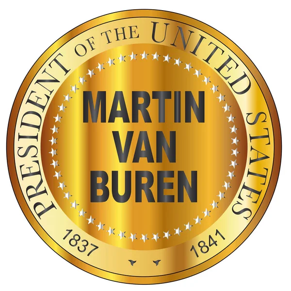 Martin Van Buren Złoty metalowy znaczek — Wektor stockowy