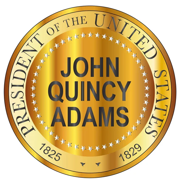 John Quincy Adams Gold Metal Stamp — Stock Vector