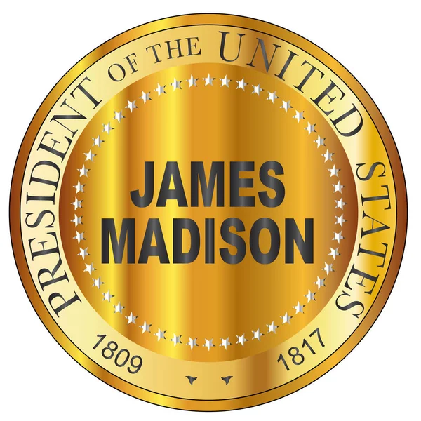 James Madison Timbre métal doré — Image vectorielle