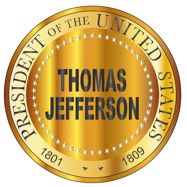 Thomas Jefferson Złoty Metalowy Znaczek — Wektor stockowy