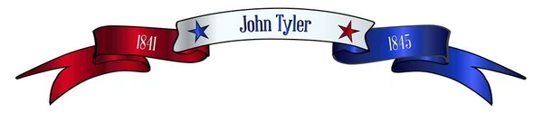 Czerwony i niebieski sztandar wstążki Johna Tylera — Wektor stockowy