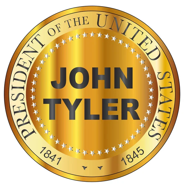 Timbre métal or John Tyler — Image vectorielle