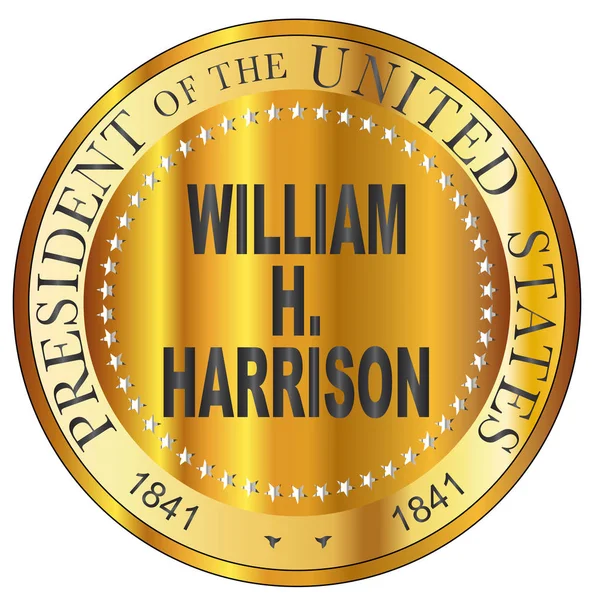 William H. Harrison Gold Metal Stamp — Stock Vector