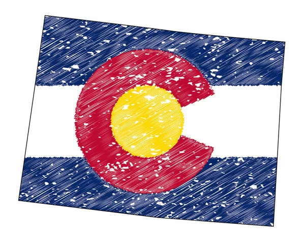 科罗拉多州Grunge地图和国旗大纲 — 图库矢量图片