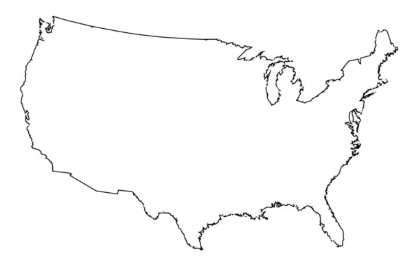 Mapa de EE.UU. silueta contorno — Vector de stock