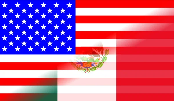 USA And Mexican Flag Blend — Stock Vector