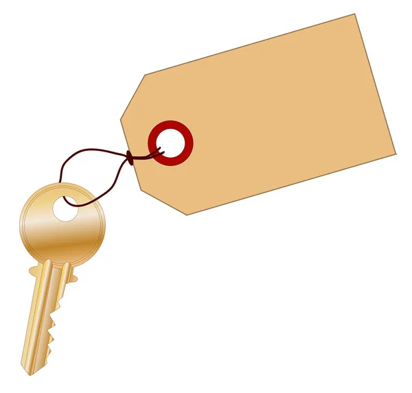 Blank Tag And Brass Latch Key — 스톡 벡터