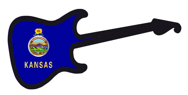 Guitarra de bandera eléctrica del estado de Kansas — Archivo Imágenes Vectoriales