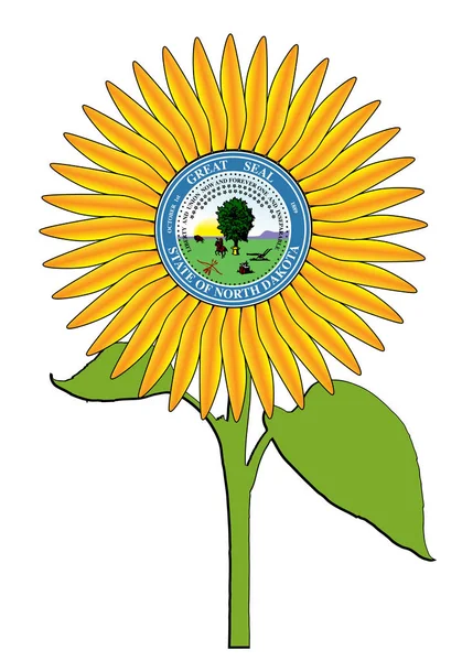 Giant Bright North Dakota State Sunflower — Stockový vektor